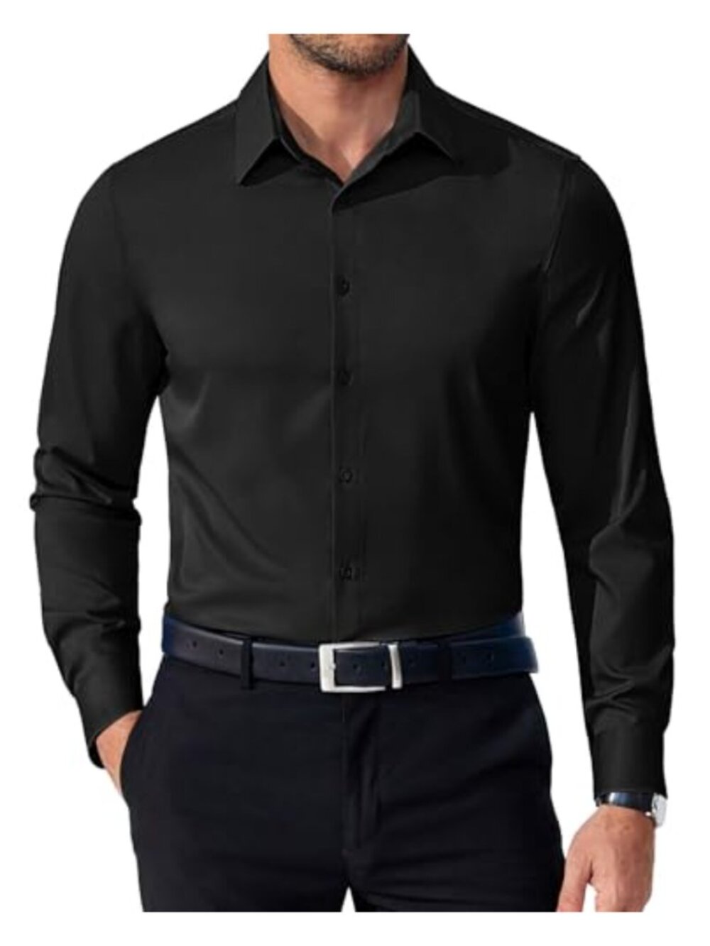 Mens Dress Shirt Long Sleeve Button Down Regular Fit Business Casual Shirt